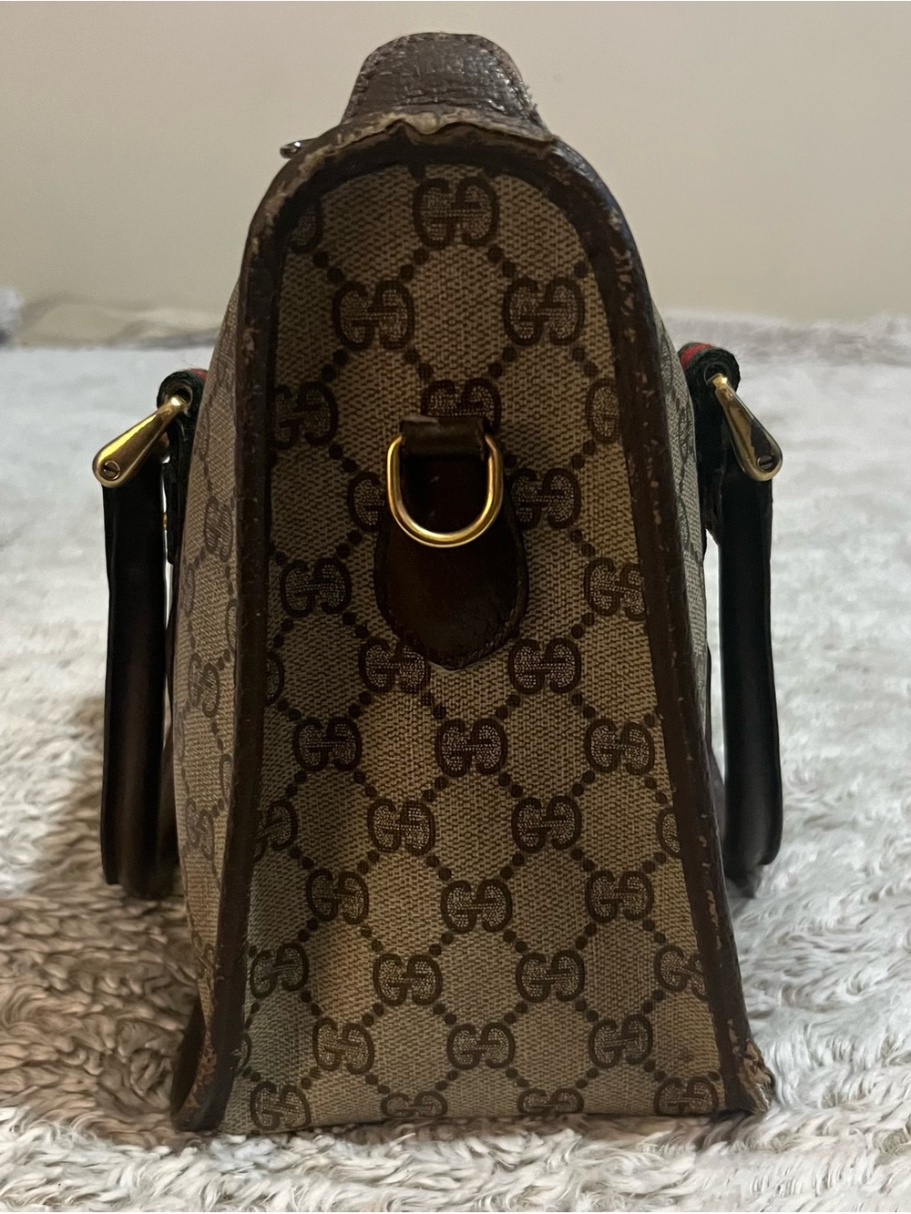Gucci Brown GG Supreme handbag with Green-Red Web Stripe - Picture 3 of 12